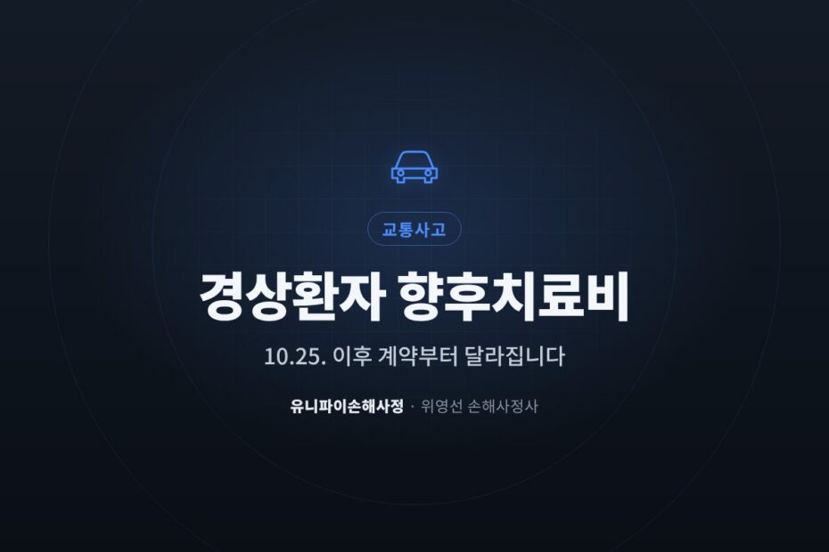 경상환자 향후치료비 10.25. 이후 계약부터 달라집니다